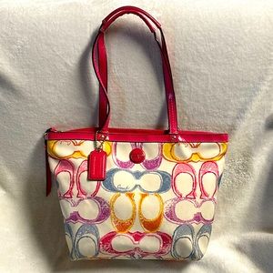 Coach Multi-Colored Poppy Dream Scribble Handbag Tote Bag